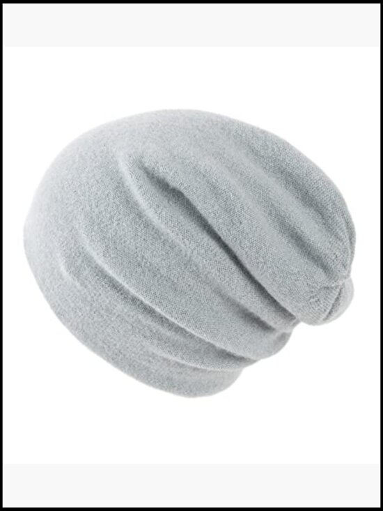 Double-Layered 100% Cashmere Oversized Knitted Beanie with Gift Box main image 4